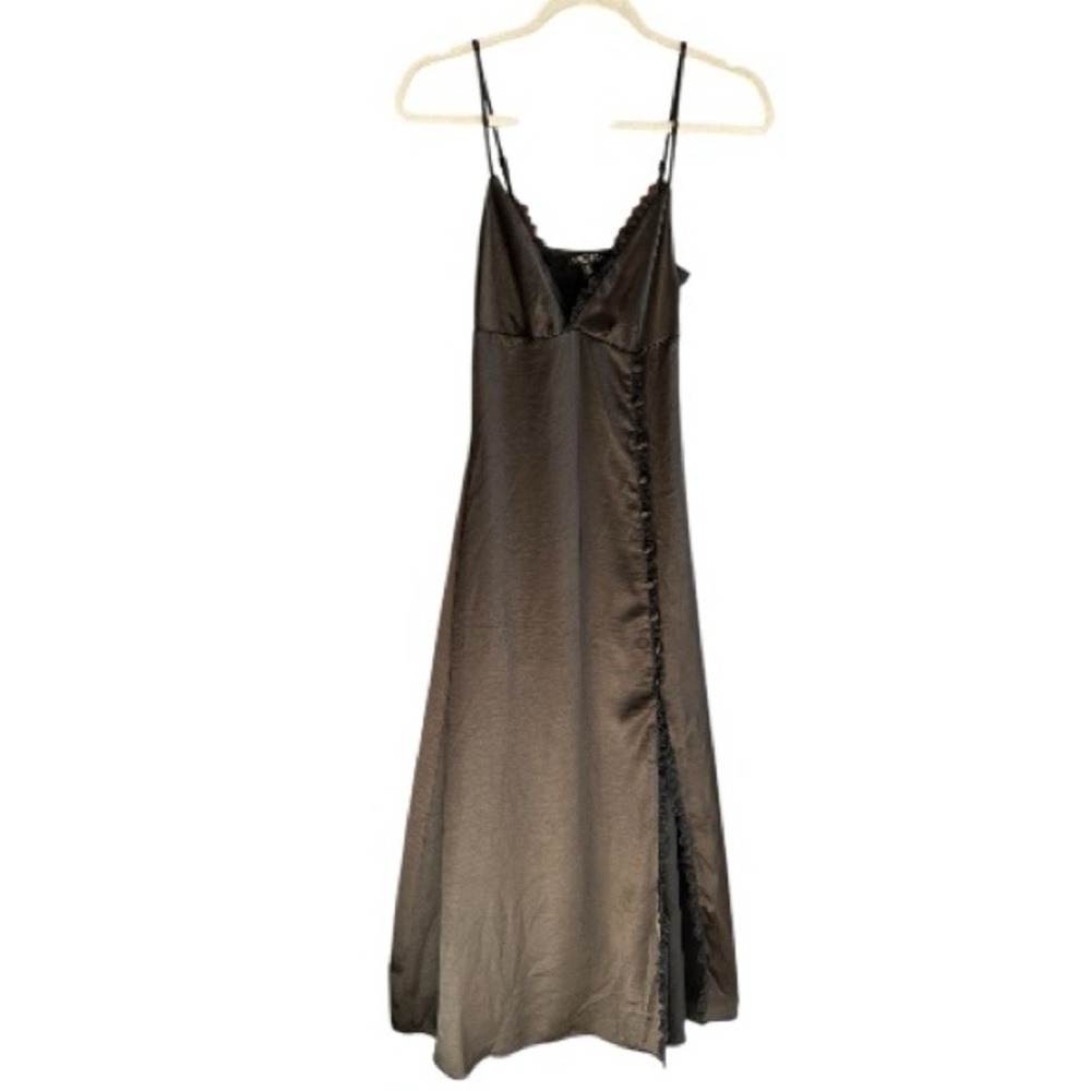 DOLLS KILL WIDOW Bewitching Moon Satin Maxi Dress Slip Lace XS